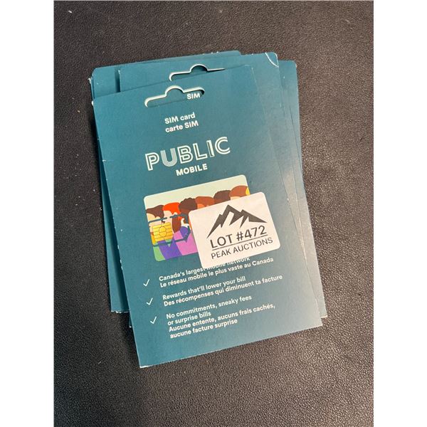 Lot of 10 Public Mobile Sim Cards - Amazing Plans and Prices!