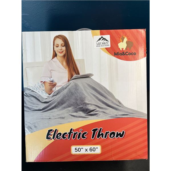Lot of 1 Electric Heated Throw Blanket - 50x60inch - Grey