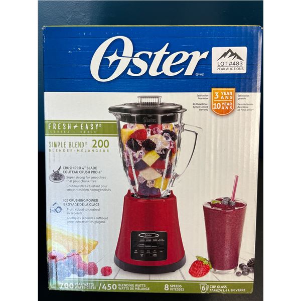Lot of 1 Oster Simple Blend 700 Watts - Kitchen Blender - Red