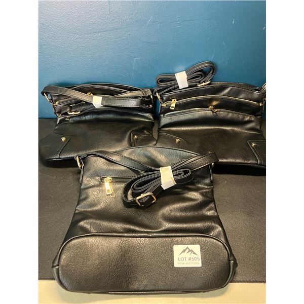 Lot of 3 Leather Side/Shoulder Bag Style Purses - Black