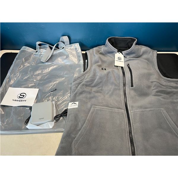 Lot of 1 Songway Heated Fleece Vest w/ Rechargeable Power Bank - Size Large