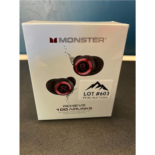 Lot of 1 MONSTER Achieve 100 Airlink Wireless Bluetooth Earbuds - Brand new SEALED!