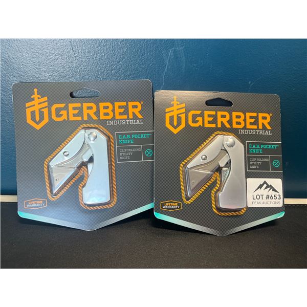 Lot of 2 Gerber E.A.B. Clip Folding Pocket Utility Knives