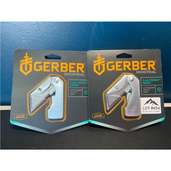 Lot of 2 Gerber E.A.B. Clip Folding Pocket Utility Knives