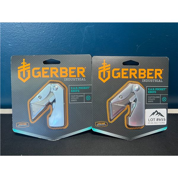 Lot of 2 Gerber E.A.B. Clip Folding Pocket Utility Knives
