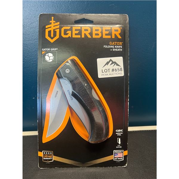 Lot of 1 Gerber Gator Folding Knife + Sheath