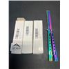 Image 1 : Lot of 3 Butterfly-Style Knife Rainbow Chrome Combs