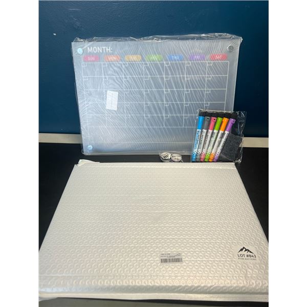 Lot of 2 Magnetic Month Design Acrylic Dry-Erase Boards w/ Markers
