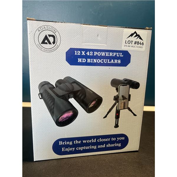 Lot of 1 Pair of 12x42 Powerful HD Binoculars w/ Tripod Stand