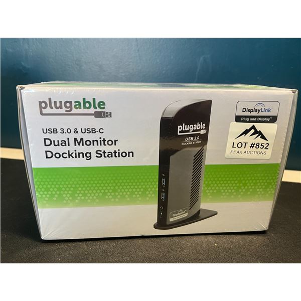 Lot of 1 Plugable USB 3.0 & USB-C Dual Monitor Docking Station