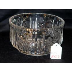 LEAD CRYSTAL FLORAL DECORATED BOWL 8" DIAMETER AND