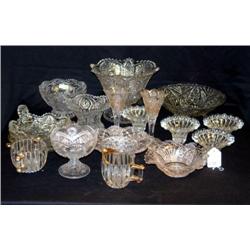 LOT 17 PCS PATTERN GLASS INCL NUCUT KNAPPY