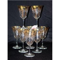 LOT OF 8 ETCHED CHAMPAGNES