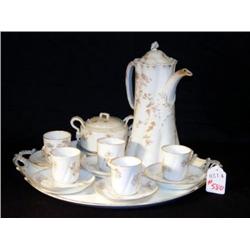 LIMOGES PLATTER WITH DEMITASSE CUPS AND VERSAILLE