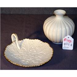 LENOX DISH AND VASE- 2 X THE MONEY