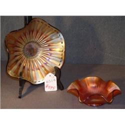 FLUTED CARNIVAL GLASS BOWLS, ONE SIGNED NORTHWOOD-