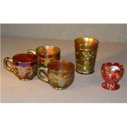 CARNIVAL GLASS CUPS AND TUMBLER SIGNED NORTHWOOD W
