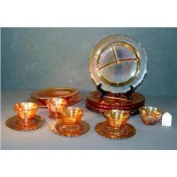 LOT OF 17 PCS CARNIVAL GLASS INCL DIVIDED PLATES
