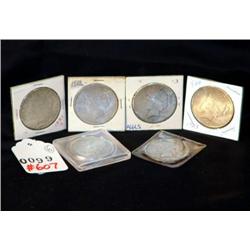 SILVER DOLLARS INCL 2 1921 MORGANS AND 4 PEACE DOL
