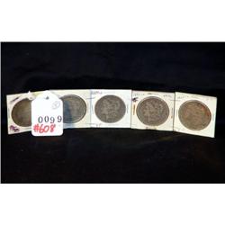 SILVER DOLLARS: 1879, 1884, 1889-O, 1890-O AND 190