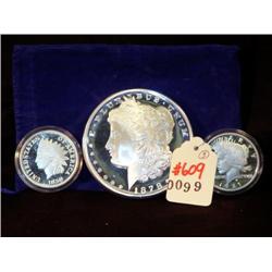 LOT OF 3 LARGE SILVER COIN REPLICAS