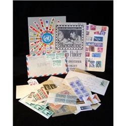 BAG OF MISC STAMPS INCL CORNER BLOCKS