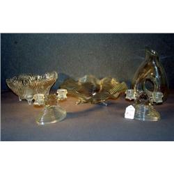 LOT OF 5 MISC PCS GLASS INCL CONSOLE SET