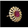 Image 1 : GIA Cert 3.23 ctw Ruby and Diamond Ring - 14KT Yellow Gold