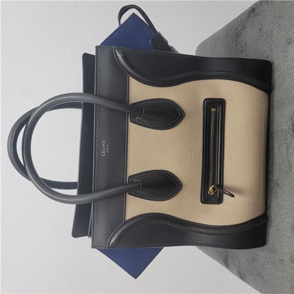 Celine Tri-Color Leather Mini Luggage Tote Bag