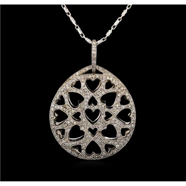 14KT White Gold 0.52 ctw Diamond Pendant With Chain