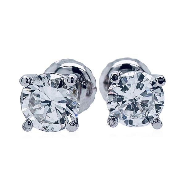 1.00 ctw Diamond Stud Earrings - 14KT White Gold