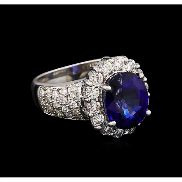 14KT White Gold 4.79 ctw Sapphire and Diamond Ring