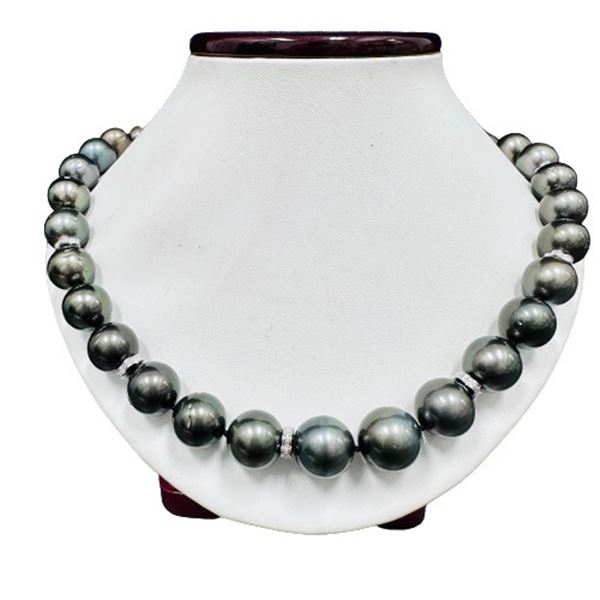 Pearl and Diamond Necklace - 14KT White Gold