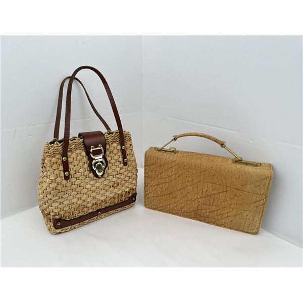Cottagecore Straw and Leather Purses Handbags