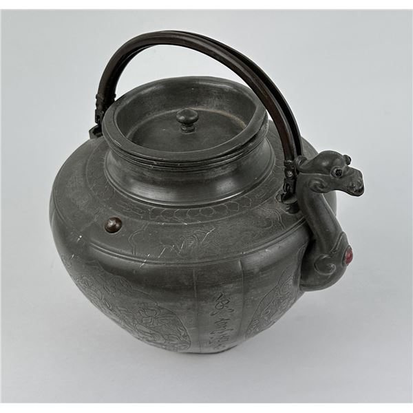 Antique Chinese Pewter Teapot
