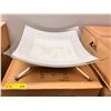 Image 2 : Group of 5 NEW Amlite lighting chrome finished base lamps - linen glass w/ clear edge (model FM6084C