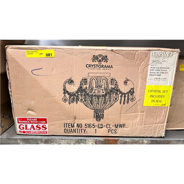 NEW single Crystorama crystal chandelier (in box)