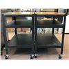 Image 2 : Set of 2 rolling wood top metal 3 tier rolling tables - approx. 33 1/2in wide x 21 1/2in depth x 35i