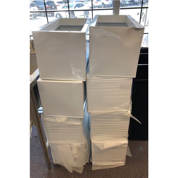 Set of 8 metal restaurant grade rectangle ice buckets - approx. 23 1/2in wide x 12in depth x 11 1/2i