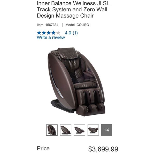 New in box Inner Balance Wellness Ji SL Track System and Zero Wall Design Massage Chair - Espresso c