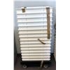 Image 1 : Set of 16 white stackable food grade trays w/ 4-wheel dolly (approx 25 1/2" W x 18 L x 3 1/2" D)