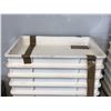 Image 2 : Set of 16 white stackable food grade trays w/ 4-wheel dolly (approx 25 1/2" W x 18 L x 3 1/2" D)