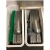 Image 2 : Set of 3 rolling ingredient bins full of baking trays / cutting boards etc
