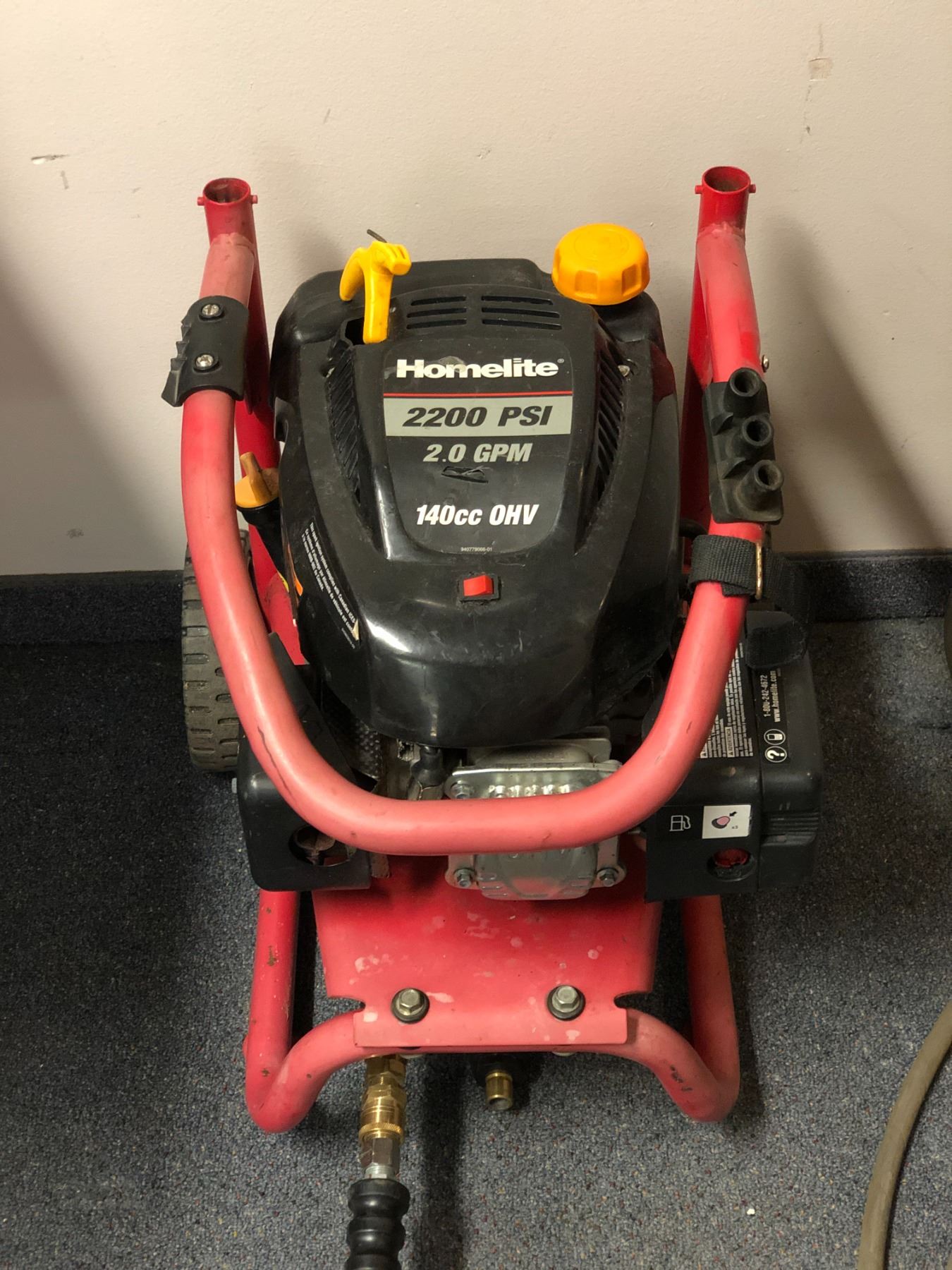 Homelite 2200 PSI 2.0 GPM 140cc OHV gasoline pressure washer w/ hose ...