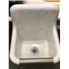 Image 2 : Industrial cast iron white porcelain utility slop sink - approx 22" W x 12" D