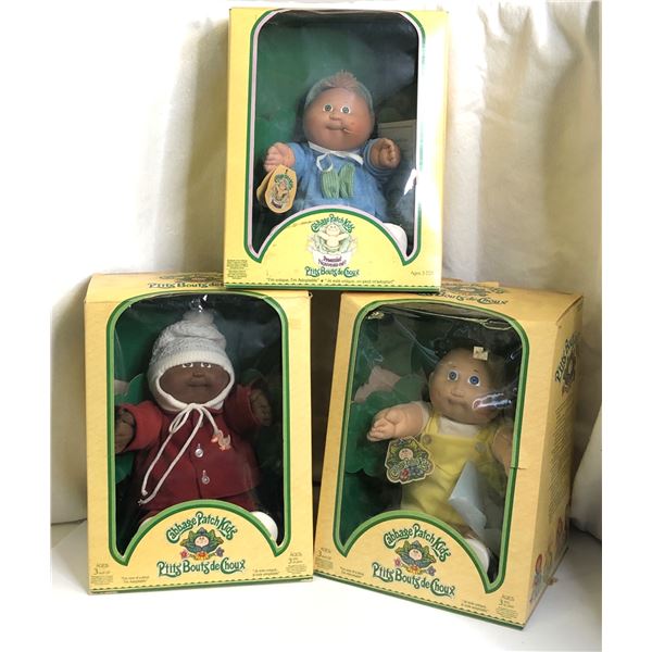 Group of 3 1983 cabbage patch kids dolls