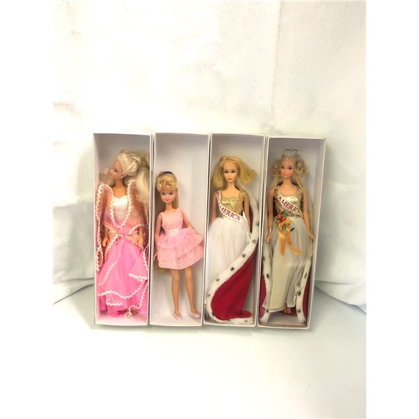 Group of 4 vintage Barbie dolls - includes 2 Miss America Barbies / 1980's teen Barbie skipper & 198