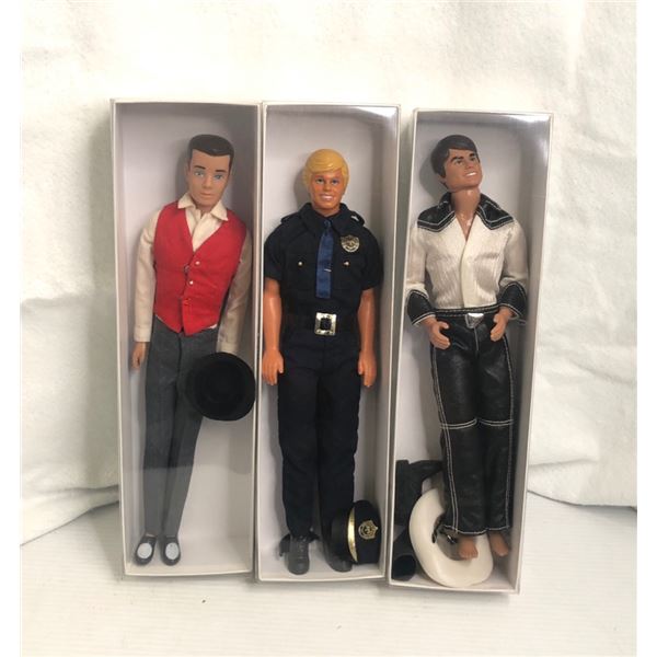 Group of 2 vintage Ken & 1 Allan doll - includes police Ken / western Ken w/ cowboy outfit & Allan d