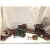 Image 1 : Group of 8 vintage toys - includes train / trolley / cast iron ice wagon bugey w/ horse etc