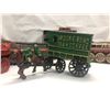 Image 2 : Group of 8 vintage toys - includes train / trolley / cast iron ice wagon bugey w/ horse etc